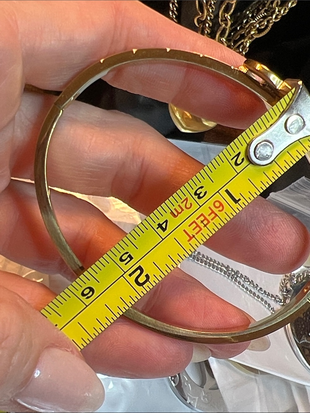 Gold-Tone Bracelet with White Enamel CC Logo - Picture 8 of 8